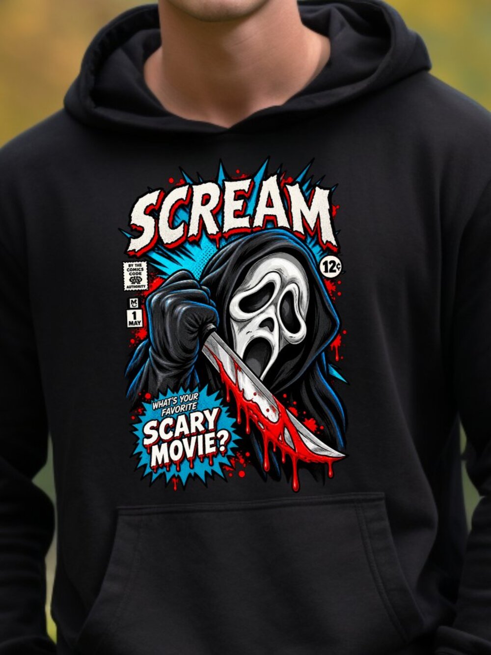 Scream Ghostface HOODIE Graphic Sweatshirt Cozy Fall Halloween Scary Movie